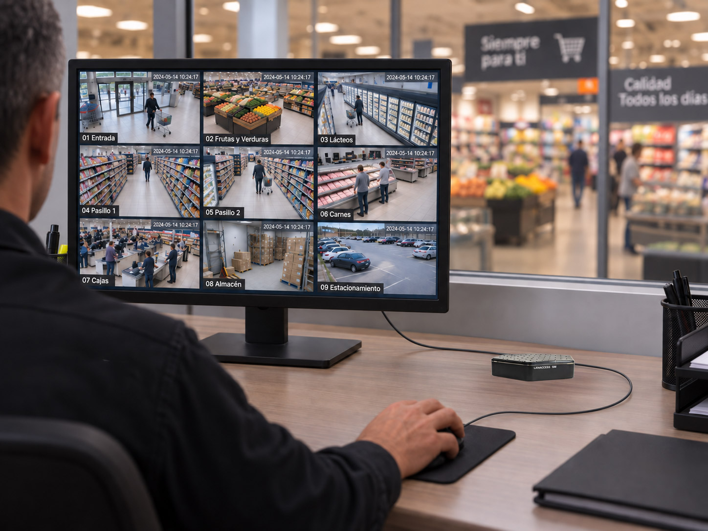 Smart Monitor de Lanaccess en puesto de vigilancia
